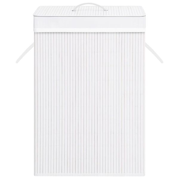 vidaXL Košara za perilo iz bambusa enodelna bela