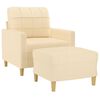 vidaXL Fotelj s stolčkom za noge krem 60 cm blago