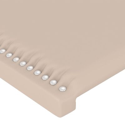 vidaXL LED posteljno vzglavje kapučino 203x16x78/88 cm umetno usnje