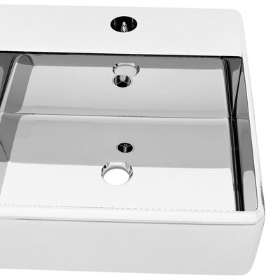 vidaXL Umivalnik z odprtino za odtekanje 41x41x15 cm keramičen srebrn