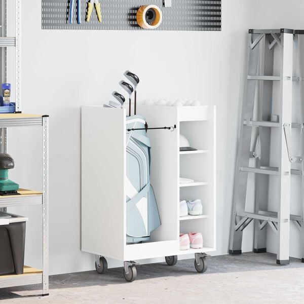 vidaXL Golf omara s kolesom Enobarvno Bela 65 x 45 x 98 cm