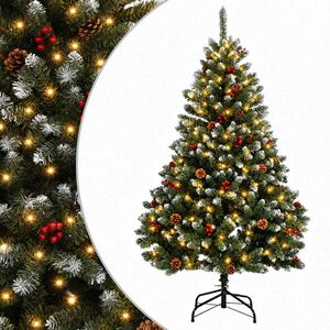 vidaXL Umetno Zložljivo Božično Drevo 120 cm 150 LED Toplo bela jeklo