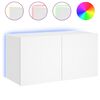 vidaXL Stenska TV omarica z LED lučkami bela 80x35x41 cm