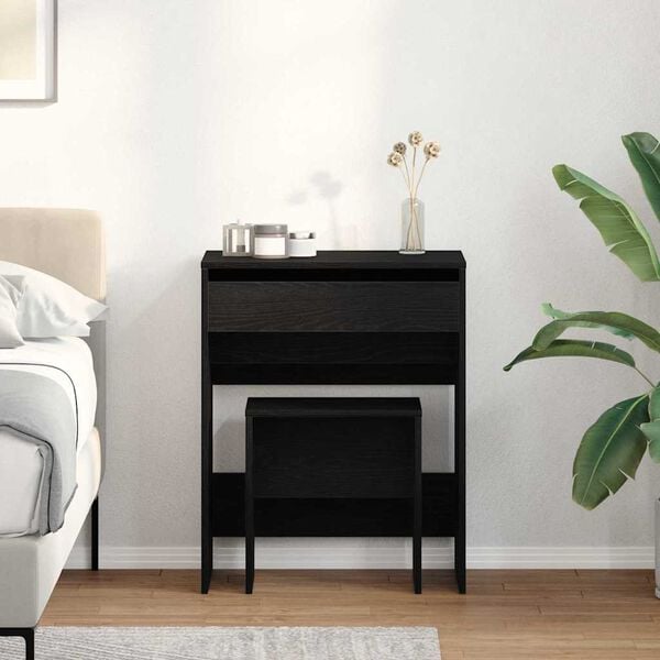 vidaXL Miza za ličenje Črni hrast 60 x 40 x 75 cm Konstruiran les