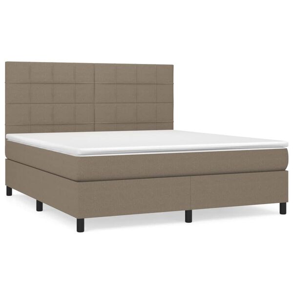 vidaXL Box spring postelja z vzmetnico taupe 160x200 cm blago