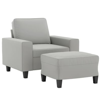 vidaXL Fotelj s stolčkom za noge svetlo siv 60 cm blago iz mikrovlaken