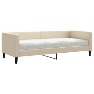 vidaXL Dnevna postelja z vzmetnico krem 80x200 cm blago