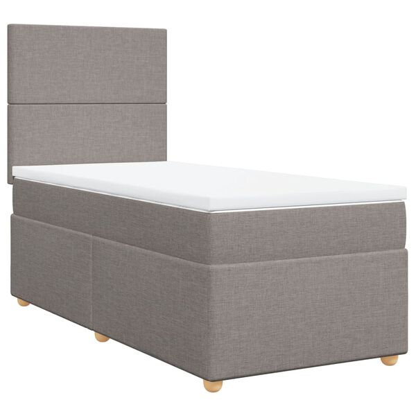 vidaXL Box spring postelja z vzmetnico taupe 90x190 cm blago