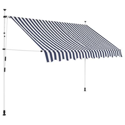 vidaXL Ročno zložljiva tenda 300 cm modre in bele črte