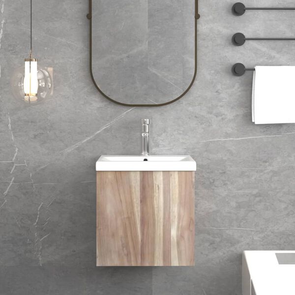 vidaXL Stenska kopalni&scaron;ka omarica 41x38x40 cm trdna tikovina