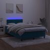 vidaXL Box spring postelja z vzmetnico LED temno modra 120x200cm žamet
