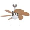 vidaXL Stropni ventilator z lučjo 76 cm svetlo rjav
