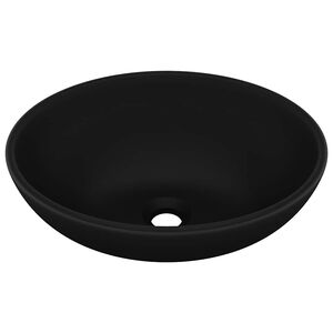 vidaXL Razko&scaron;en umivalnik ovalen mat črn 40x33 cm keramičen