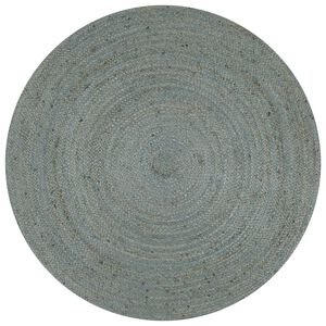 vidaXL Preproga iz jute okrogla ročno delo 120 cm olivno zelena