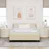 vidaXL Postelja boxspring z vzmetnico krema 140 x 200 cm blago