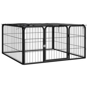 vidaXL Pasja ograda 4 paneli črna 100x50 cm jeklo s pra&scaron;nim premazom