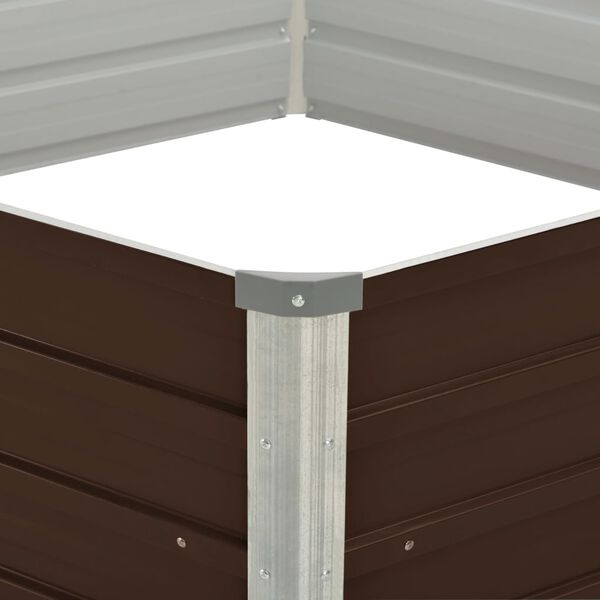 vidaXL Dvignjeno cvetlično korito pocinkano jeklo 129x129x45 cm rjavo