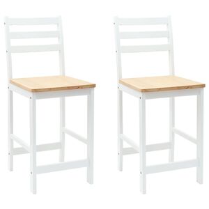 vidaXL Jedilni stoli 2 kos Masivno gumovo les Bela 40 x 47,5 x 99,5 cm
