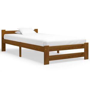 vidaXL Posteljni okvir medeno rjav iz trdne borovine 90x200 cm