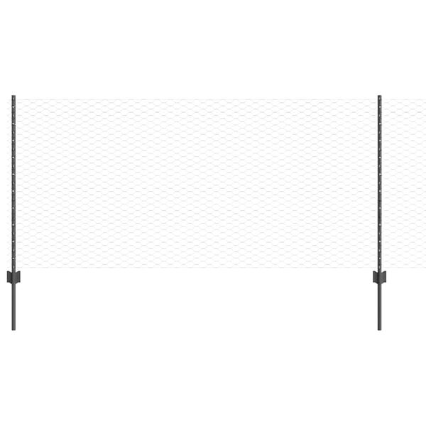 vidaXL Ograja s stebrom Siva 1 x 10 m Jeklo in PVC