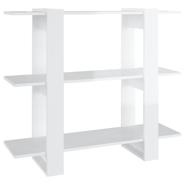 vidaXL Knjižna omara/pregrada visok sijaj bela 100x30x87 cm