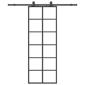 vidaXL Drsna vrata z opremo črna 76x205 cm ESG steklo