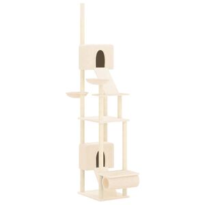 vidaXL Mačje drevo od tal do stropa krem 277-303 cm