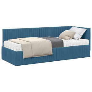 vidaXL Kotni okvir postelje z matrico 2 kos Modra 80 x 200 cm Žamet