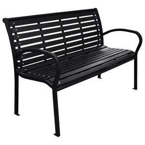 vidaXL Vrtna klop črna 116 cm jeklo in WPC
