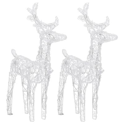 vidaXL Božični severni jeleni 2 kosa hladno beli 80 LED akril