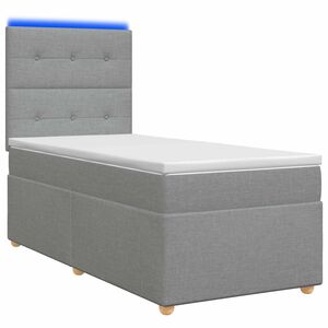 vidaXL Postelja boxspring z vzmetnico Svetlo siva 80 x 200 cm Blago