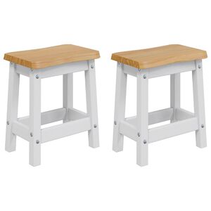vidaXL Barski stol EKAI 2 kos Bela 40 x 29 x 45,5 cm Trdna borovina