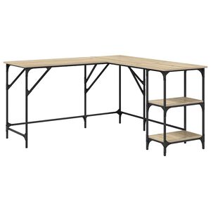 vidaXL Pisalna miza sonoma hrast 139x139x75 cm inženirski les