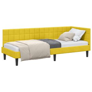 vidaXL Kotna postelja z vzglavjem Rumena 80 cm x 200 cm Žamet