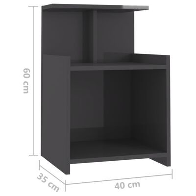 vidaXL Nočna omarica visok sijaj siva 40x35x60 cm iverna plošča