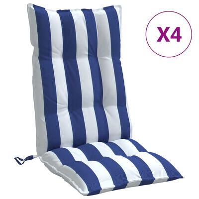 vidaXL Blazine za stole 4 kosi modro bele črte oxford tkanina