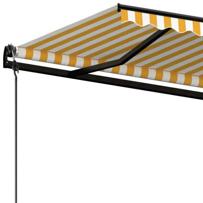 vidaXL Avtomatsko zložljiva tenda 500x350 cm rumena in bela