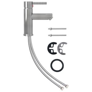 vidaXL Kopalni&scaron;ka armatura za umivalnik srebrna 130x176 mm