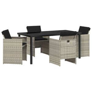 vidaXL Komplet za jedilnico v vrtu 5 pcs Svetlo siva poli ratan