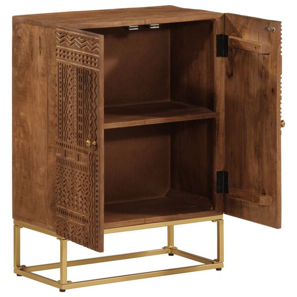 vidaXL Predalnik 55x30x76 cm trden mangov les in železo