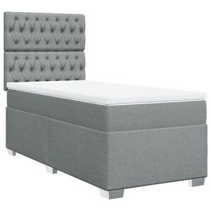 vidaXL Box spring postelja z vzmetnico svetlo siva 80x200 cm blago