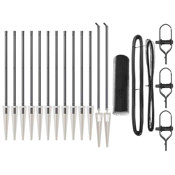 vidaXL Steber ograje. Siva 25 x 0,6 m (25 mm mreža) Jeklo in PVC