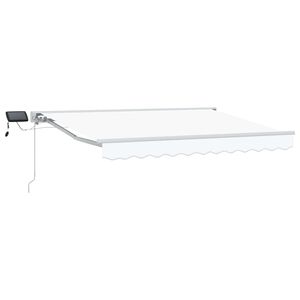 vidaXL Ročno senčilo s LED-ji Bela 3,5 x 2 m Poliester s PU premazom