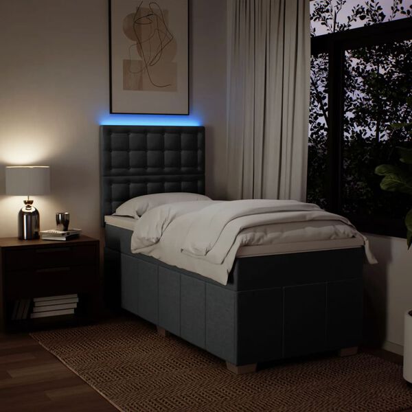 vidaXL Box spring postelja z vzmetnico temno siva 80x200 cm blago