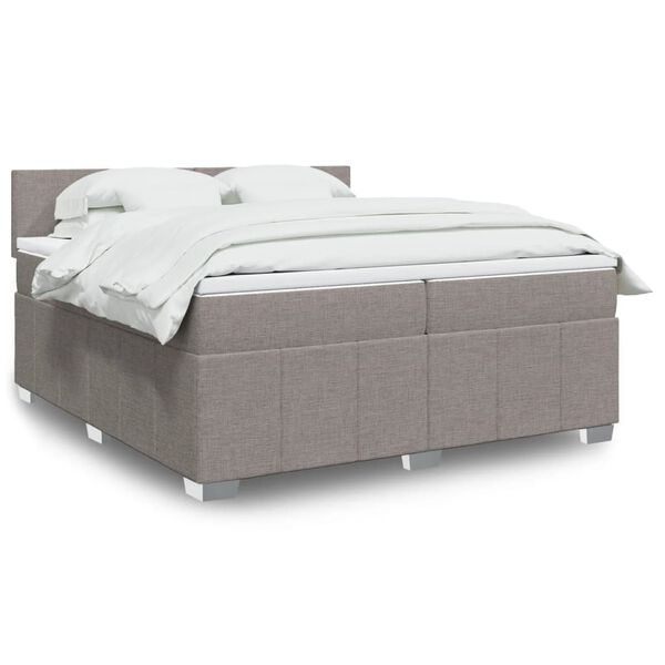 vidaXL Box spring postelja z vzmetnico taupe 200x200 cm blago