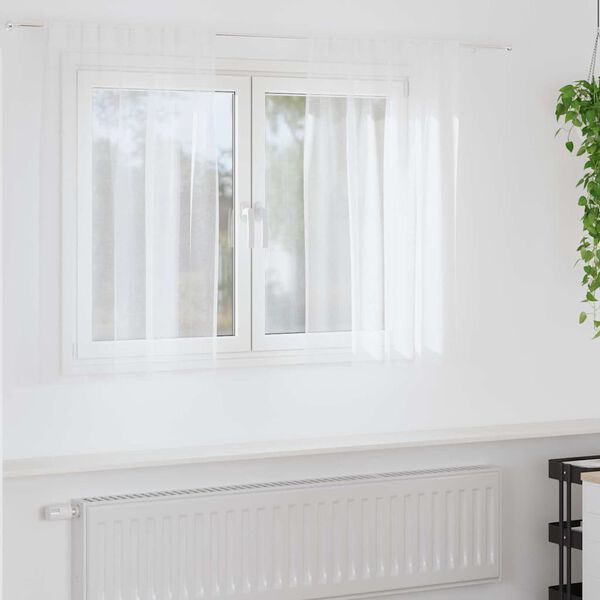 vidaXL Voile zavesa z zavesami 2 pcs Bela 140 x 140 cm Poliester