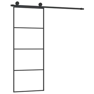 vidaXL Drsna vrata z opremo 76x205 cm ESG steklo in aluminij