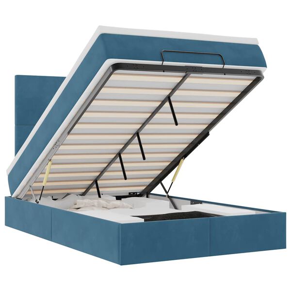 vidaXL Otomanski posteljni okvir z vzmetnicami moder 120x190cm žamet