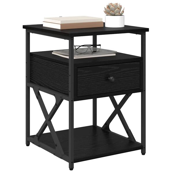 vidaXL Nočna omarica Črna Orehovina 40 x 42 x 55 cm Konstruiran les