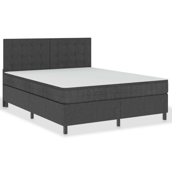 vidaXL Boxspring postelja temno siva iz blaga 180x200 cm